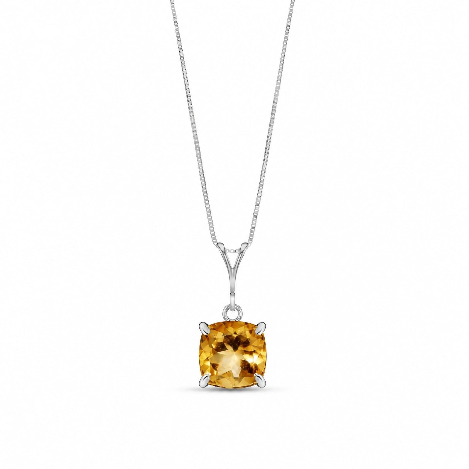White Gold Petal Necklace Citrine 10K — Bianca