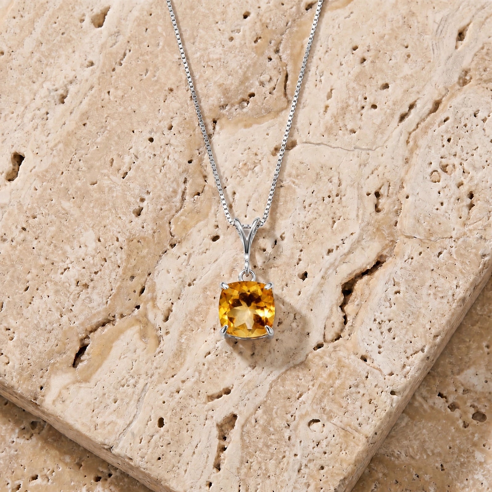 White Gold Petal Necklace Citrine 10K — Bianca