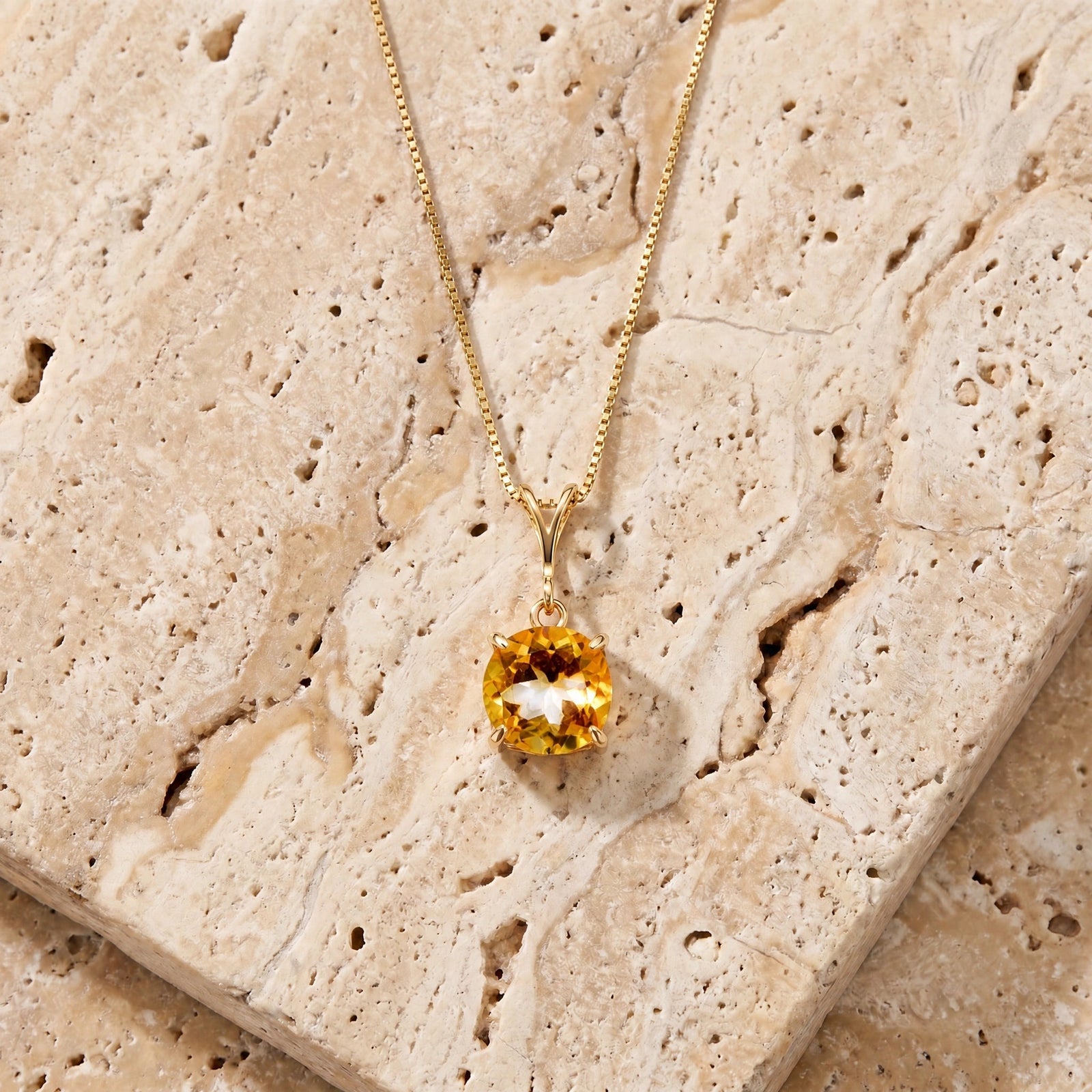 Yellow Gold Petal Necklace Citrine 10K — Bianca