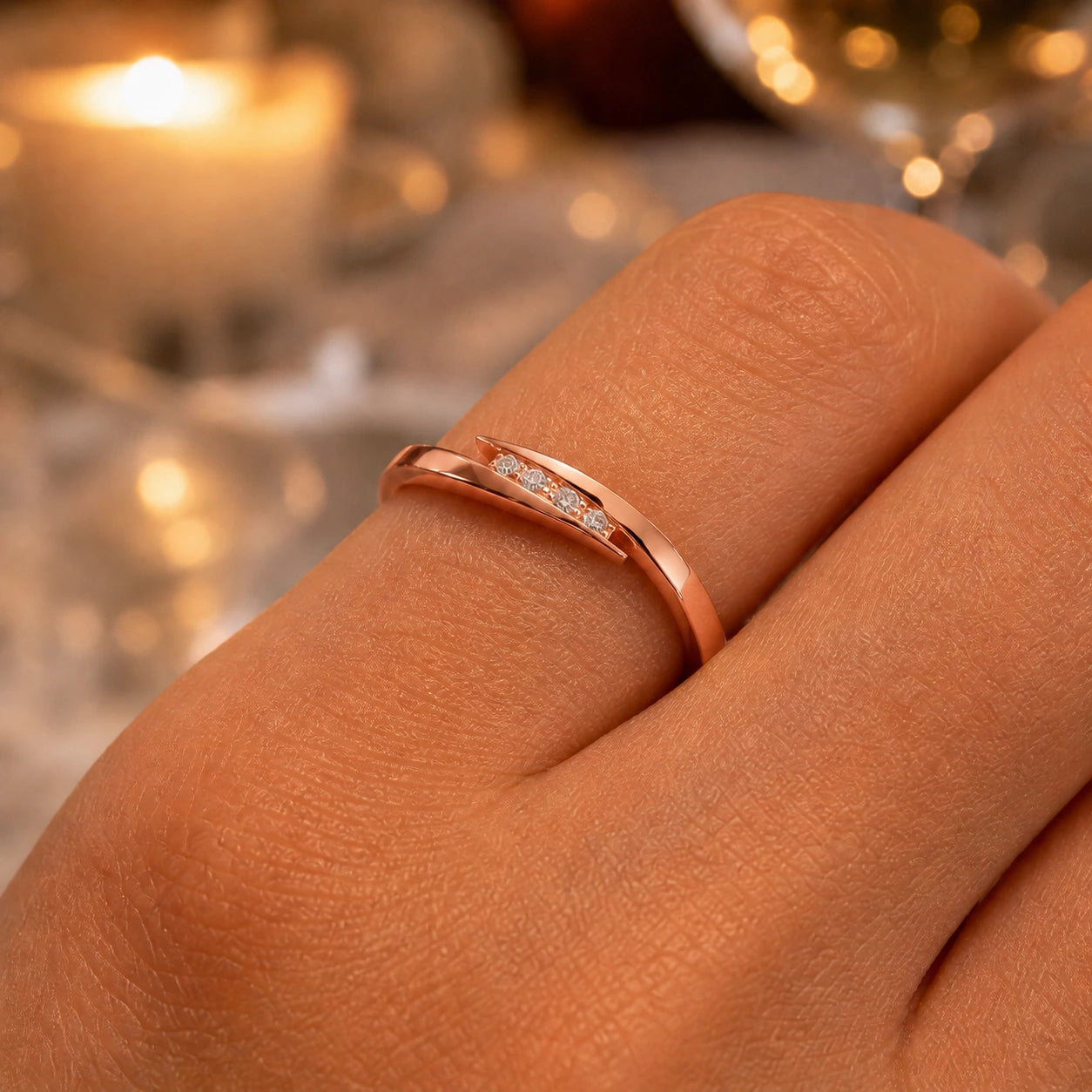 Rose Gold Engagement Ring Diamond 10K — Attilia