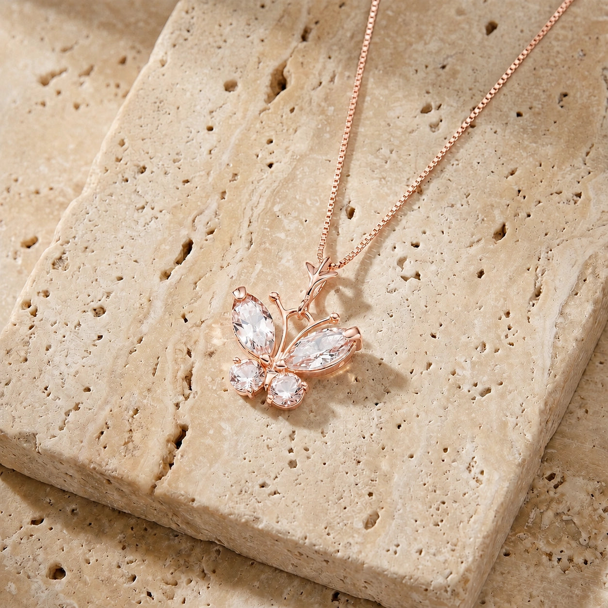 Rose Gold Eternal Necklace Zirconia 10K — Miranda