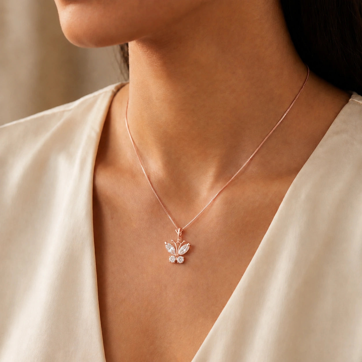 Rose Gold Eternal Necklace Zirconia 10K — Miranda