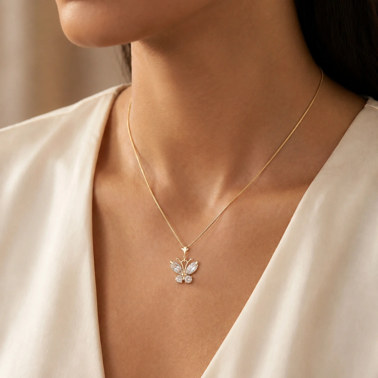 Yellow Gold Eternal Necklace Zirconia 10K — Miranda