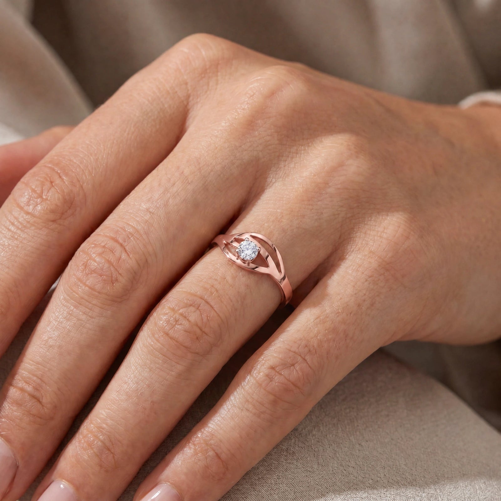 Rose Gold Engagement Ring Diamond 10K — Celaeno