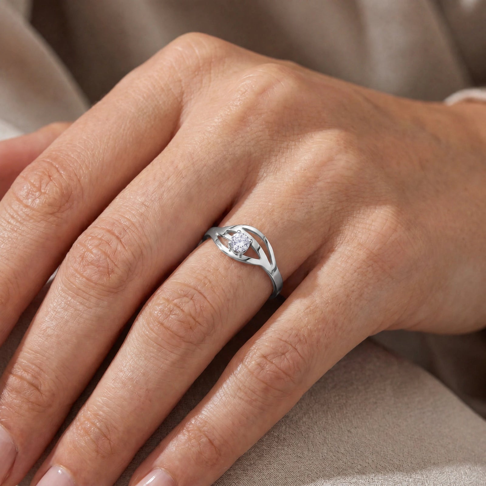 White Gold Engagement Ring Diamond 10K — Celaeno