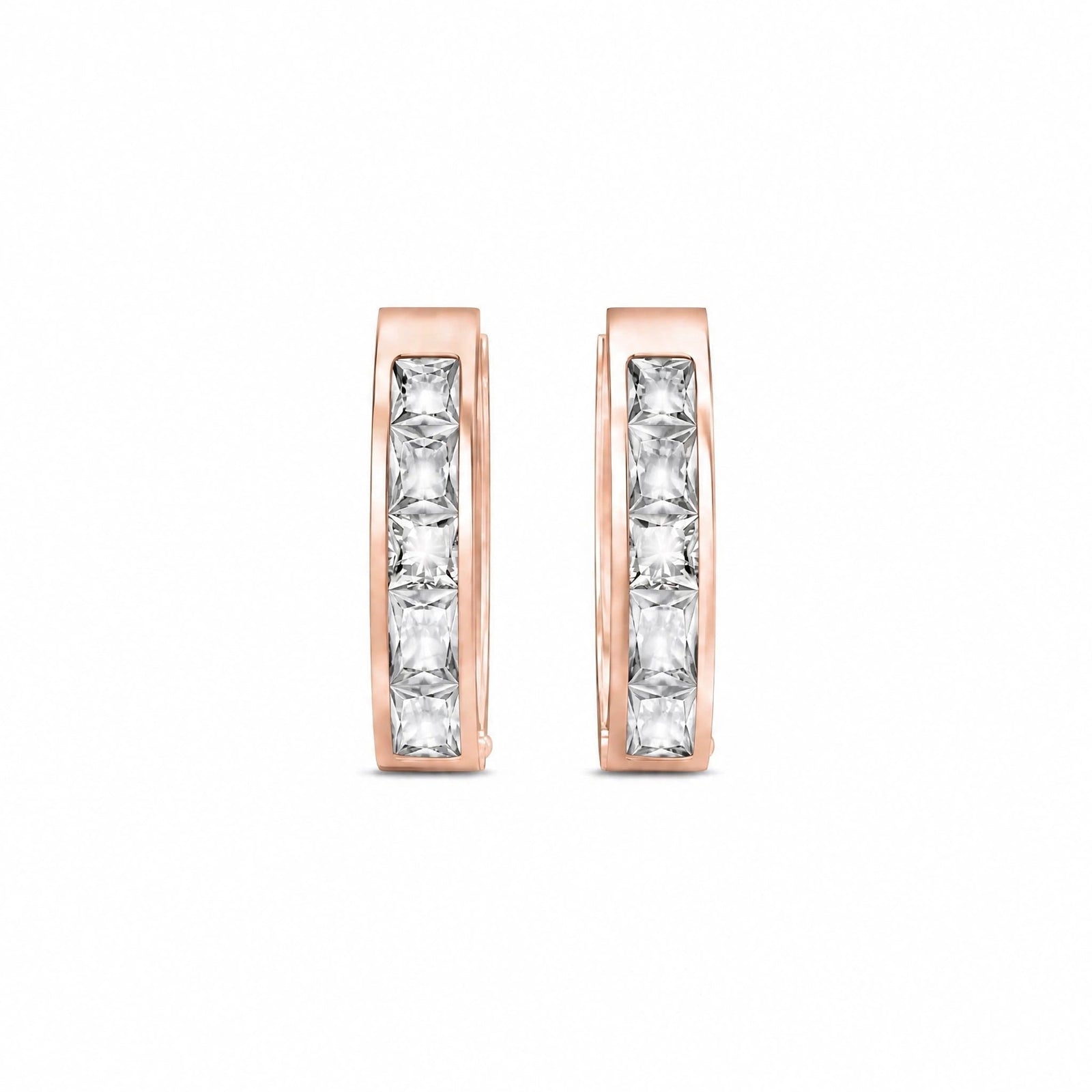 Rose Gold Huggie Earrings Zirconia 10K — Drusilla