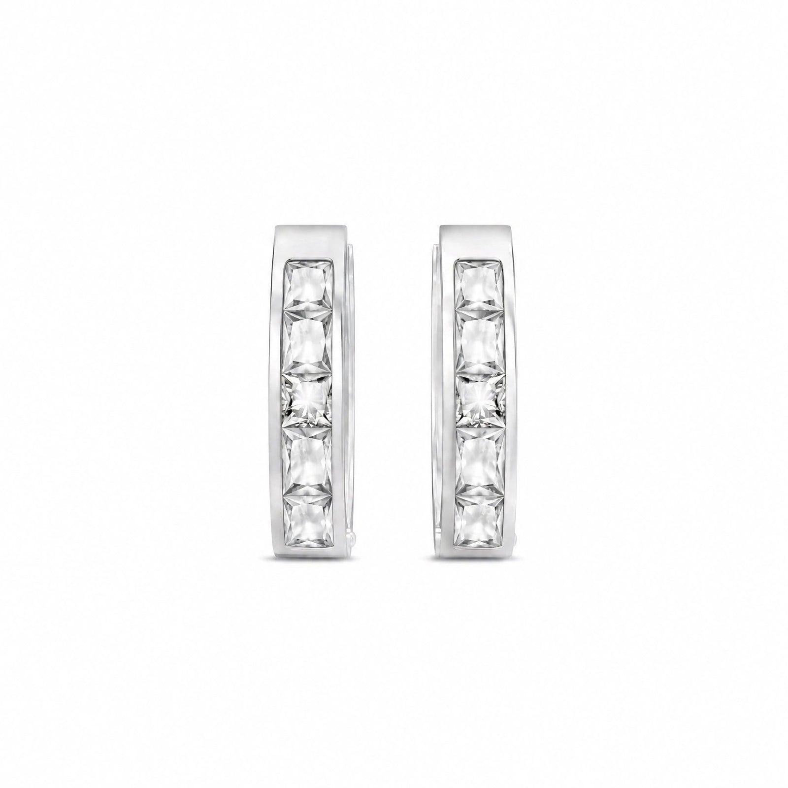 White Gold Huggie Earrings Zirconia 10K — Drusilla