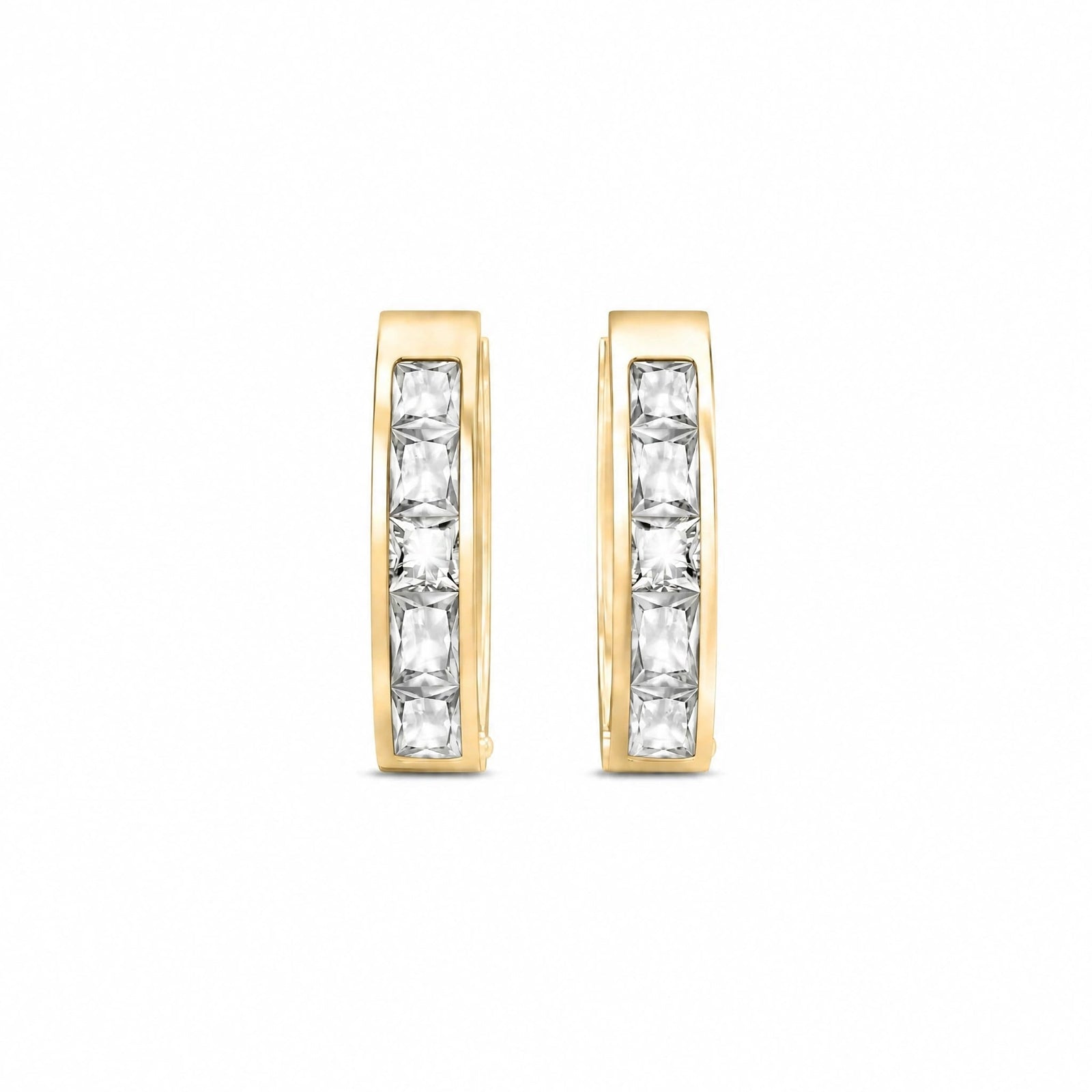 Yellow Gold Huggie Earrings Zirconia 10K — Drusilla