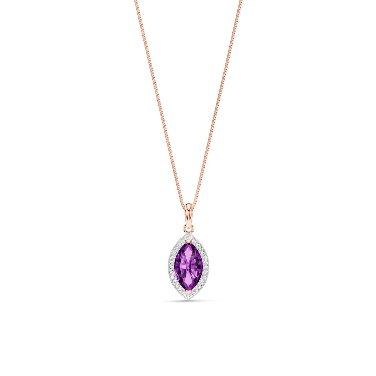 Rose Gold Pendant Necklace Amethyst 10K — Immacolata
