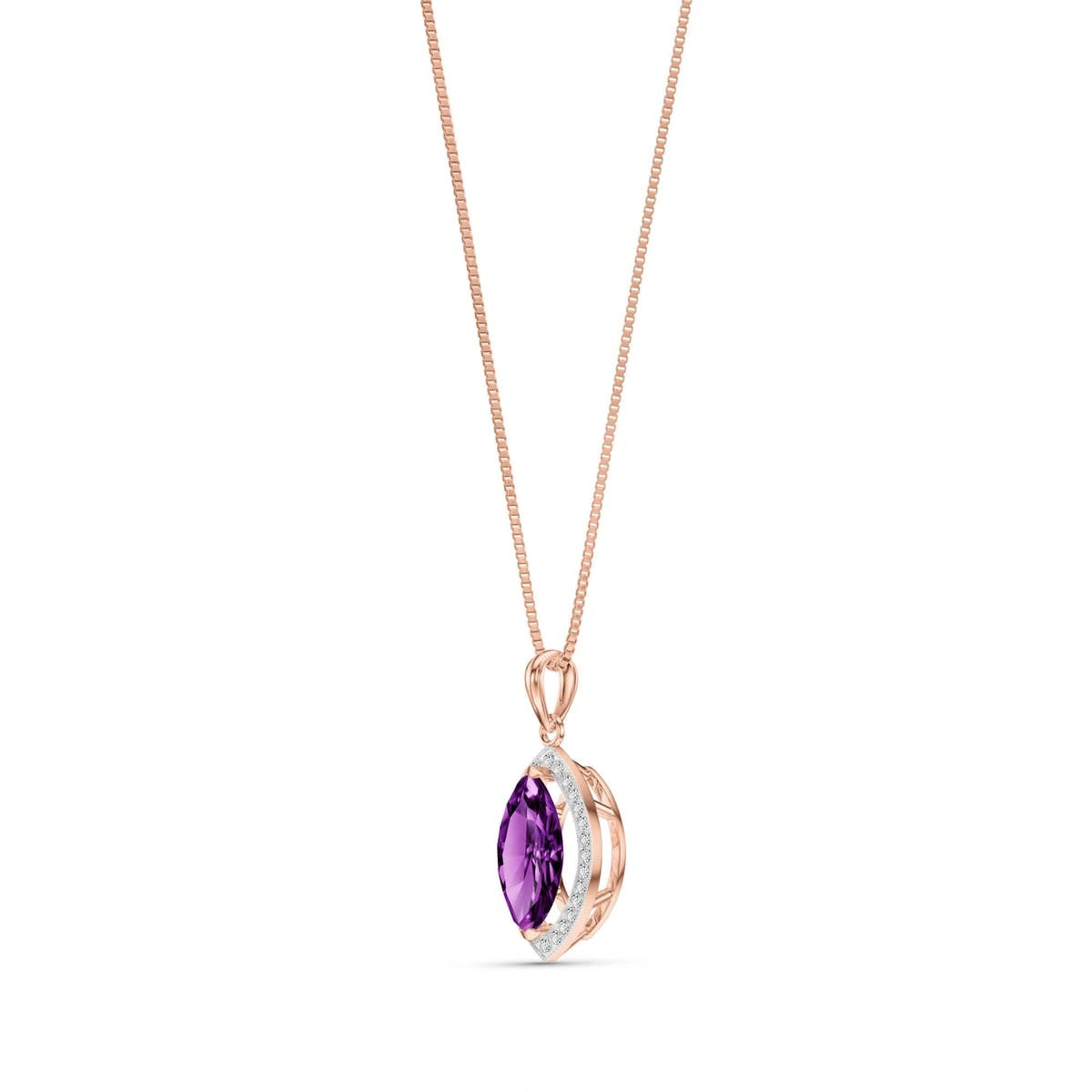 Rose Gold Pendant Necklace Amethyst 10K — Immacolata
