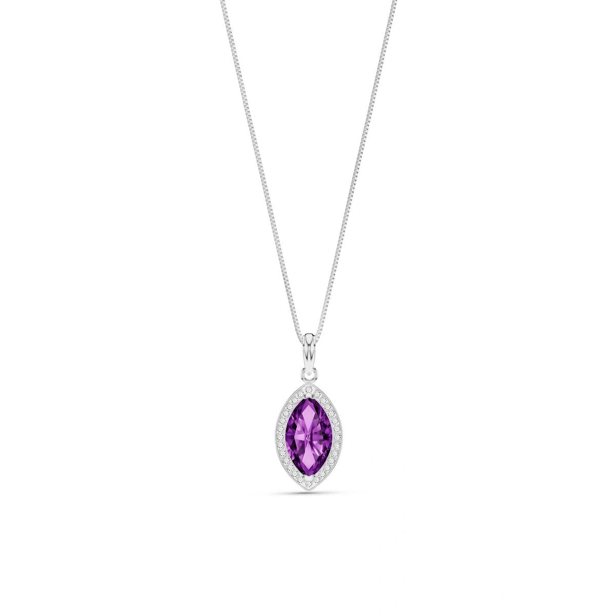 White Gold Pendant Necklace Amethyst 10K — Immacolata