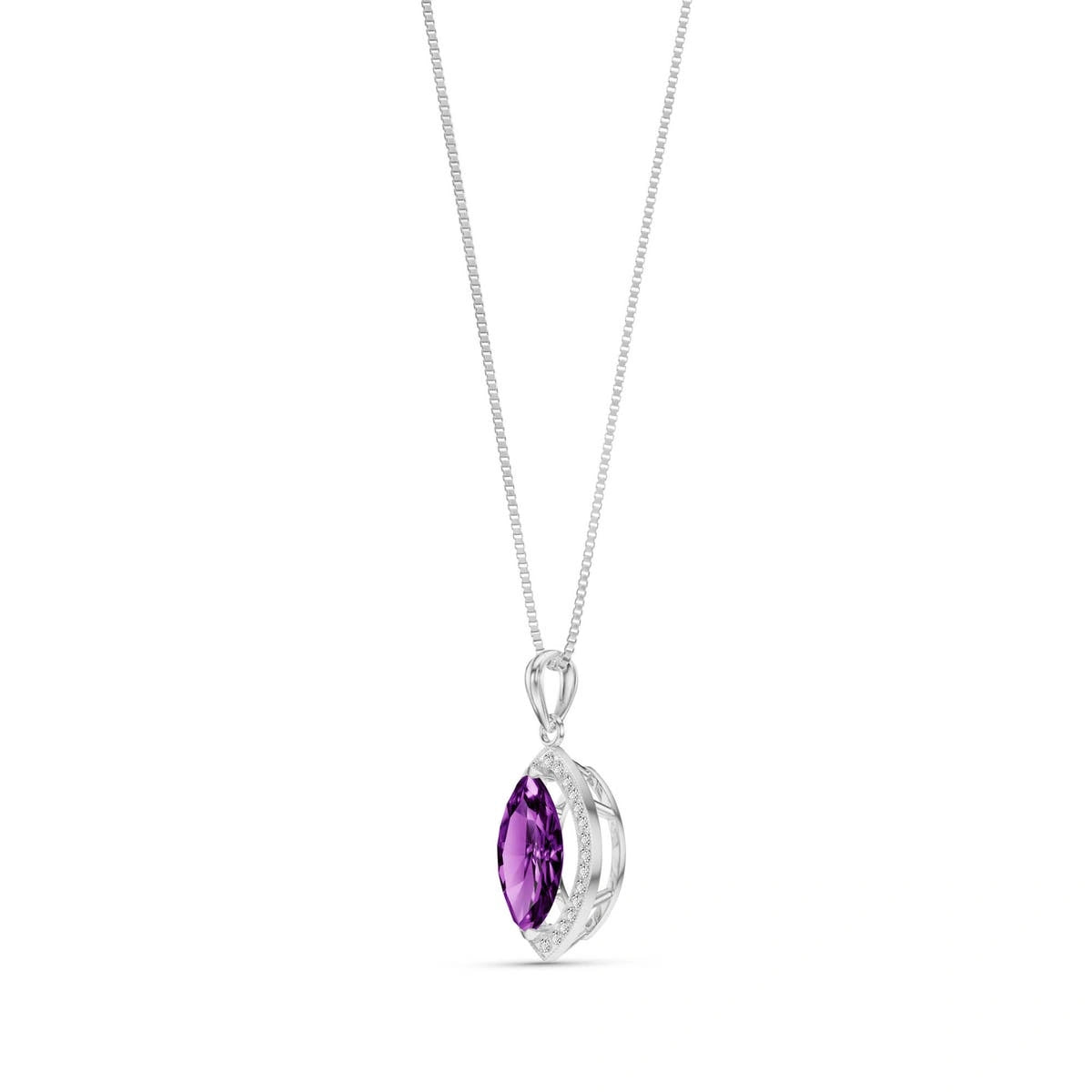 White Gold Pendant Necklace Amethyst 10K — Immacolata