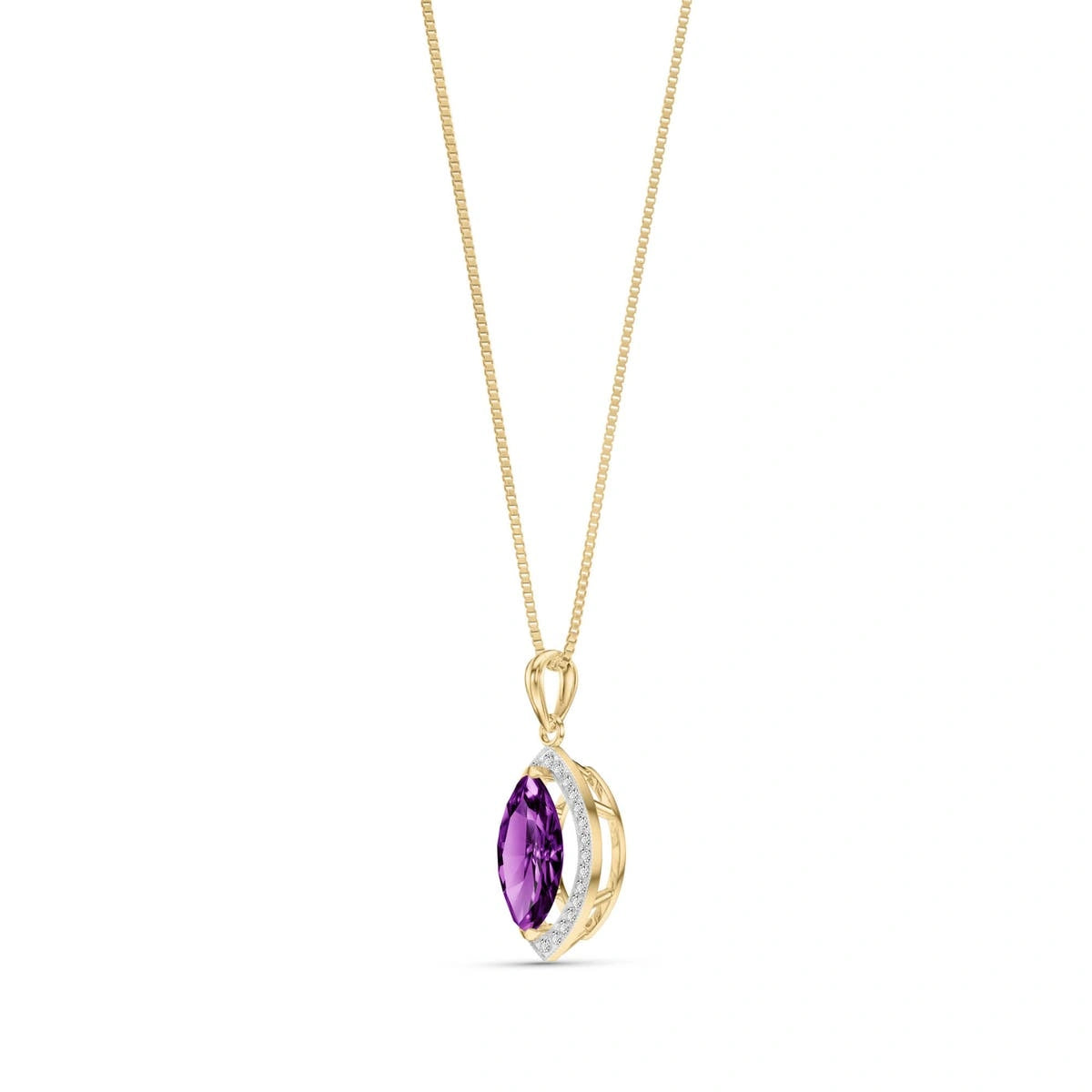 Yellow Gold Pendant Necklace Amethyst 10K — Immacolata