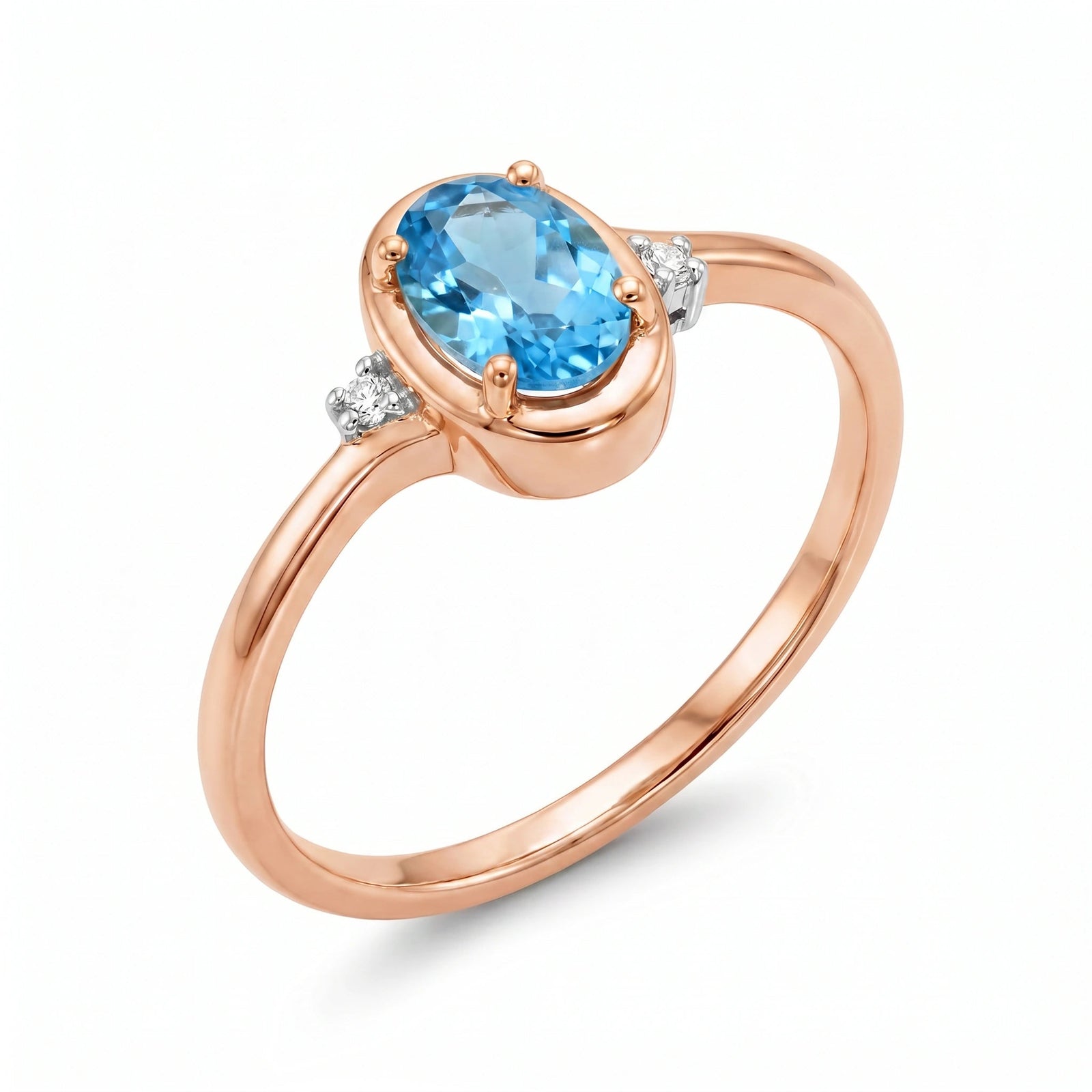 Rose Gold Grace Ring Blue Topaz 10K — Celeste