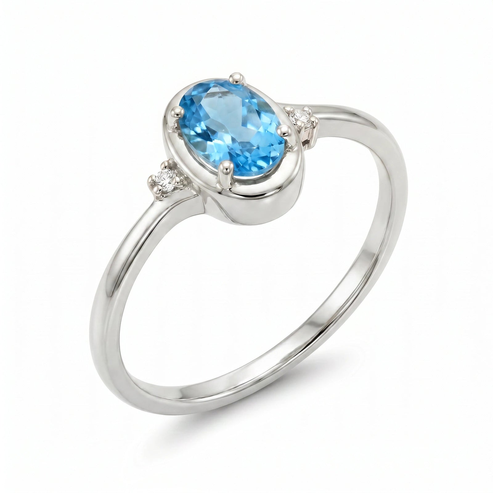 White Gold Grace Ring Blue Topaz 10K — Celeste
