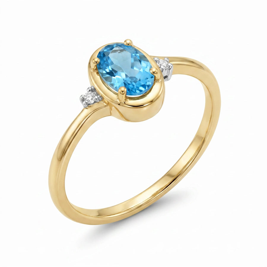 Yellow Gold Grace Ring Blue Topaz 10K — Celeste