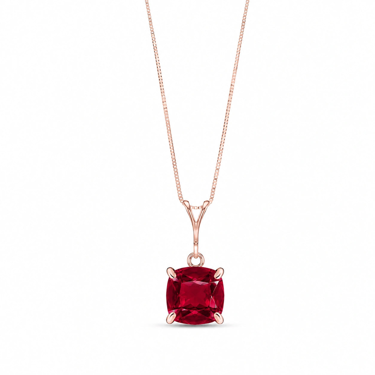 Rose Gold Petal Necklace Ruby 10K — Luminosa