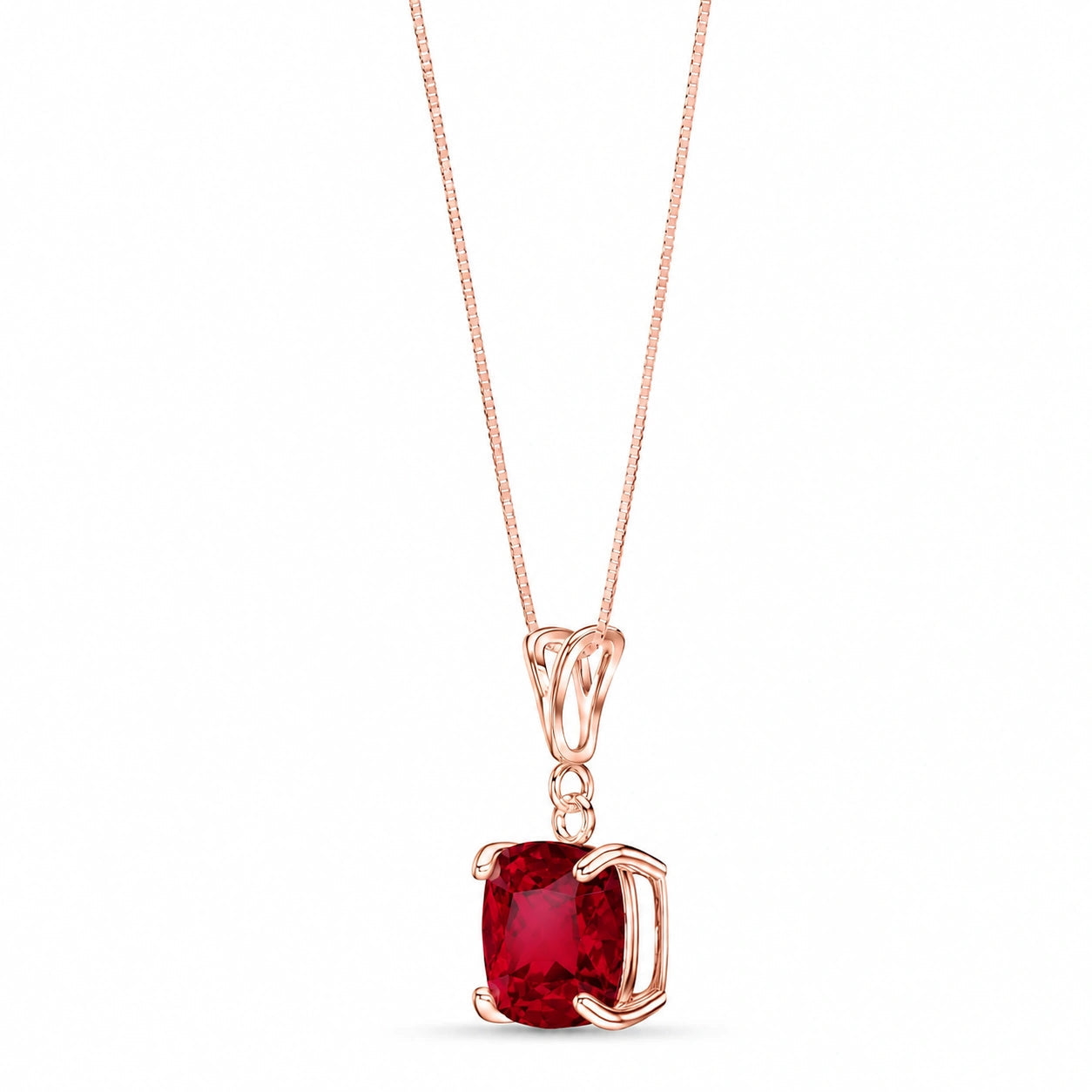 Rose Gold Petal Necklace Ruby 10K — Luminosa