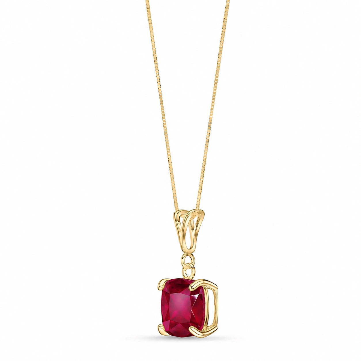 Yellow Gold Petal Necklace Ruby 10K — Luminosa