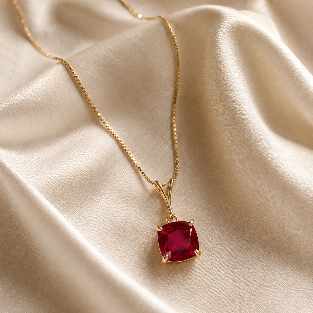 Yellow Gold Petal Necklace Ruby 10K — Luminosa