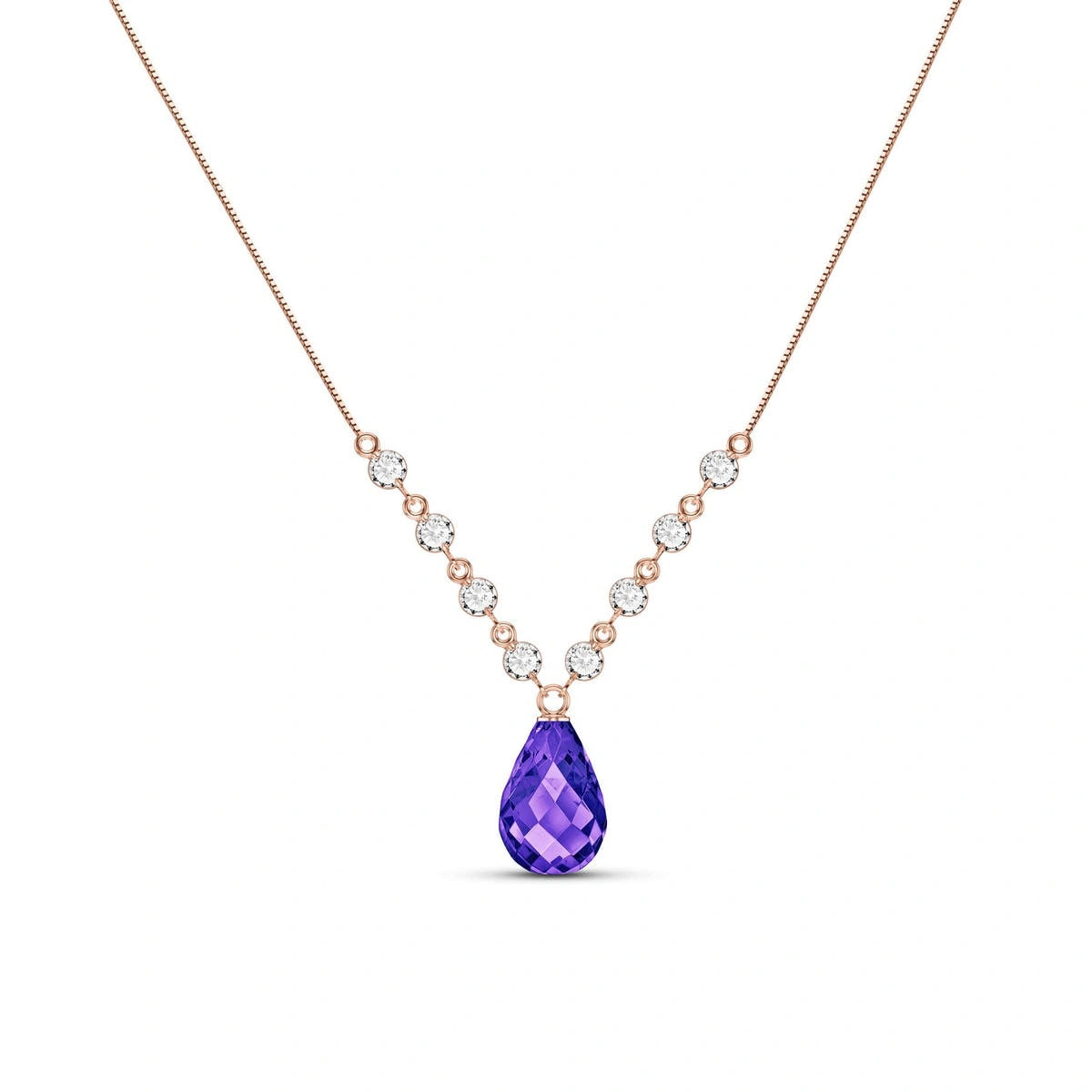 Rose Gold Petal Pendant Necklace Amethyst 10K — Norma