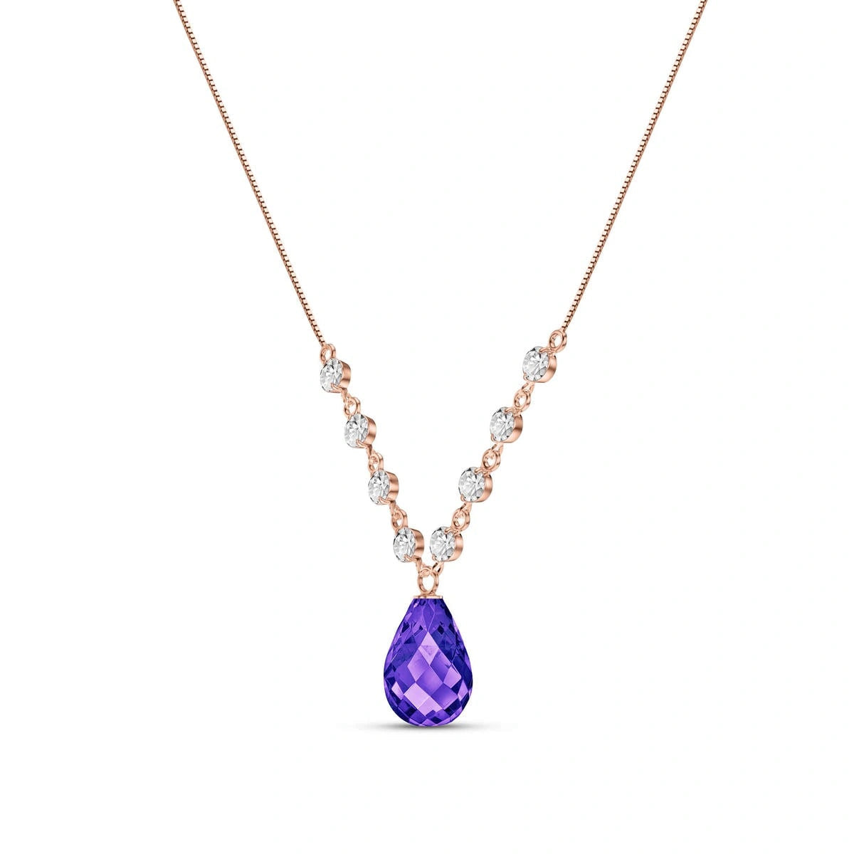 Rose Gold Petal Pendant Necklace Amethyst 10K — Norma