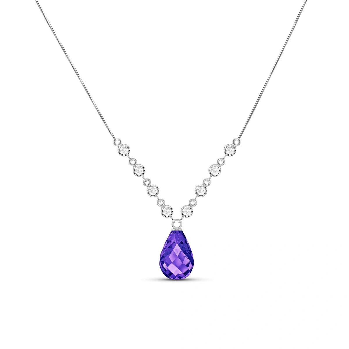 White Gold Petal Pendant Necklace Amethyst 10K — Norma