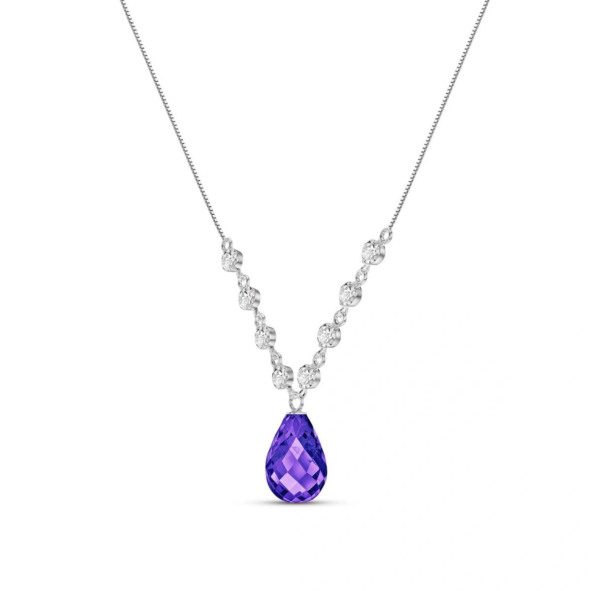 White Gold Petal Pendant Necklace Amethyst 10K — Norma