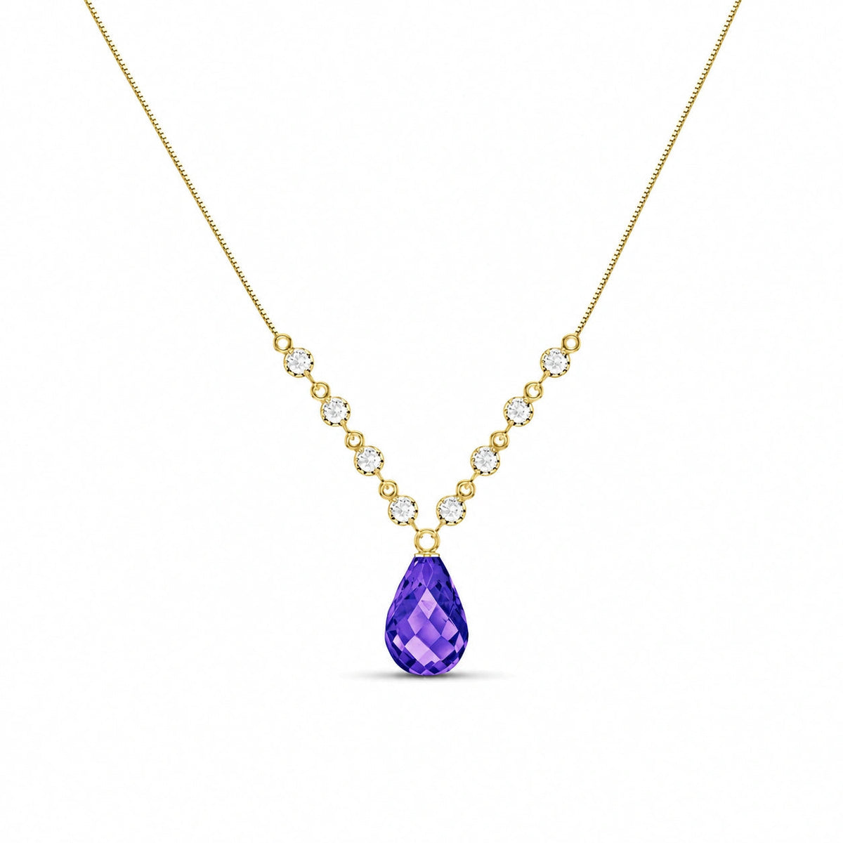 Yellow Gold Petal Pendant Necklace Amethyst 10K — Norma