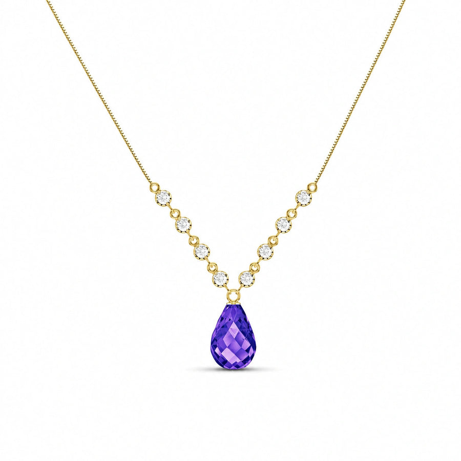 Yellow Gold Petal Pendant Necklace Amethyst 10K — Norma