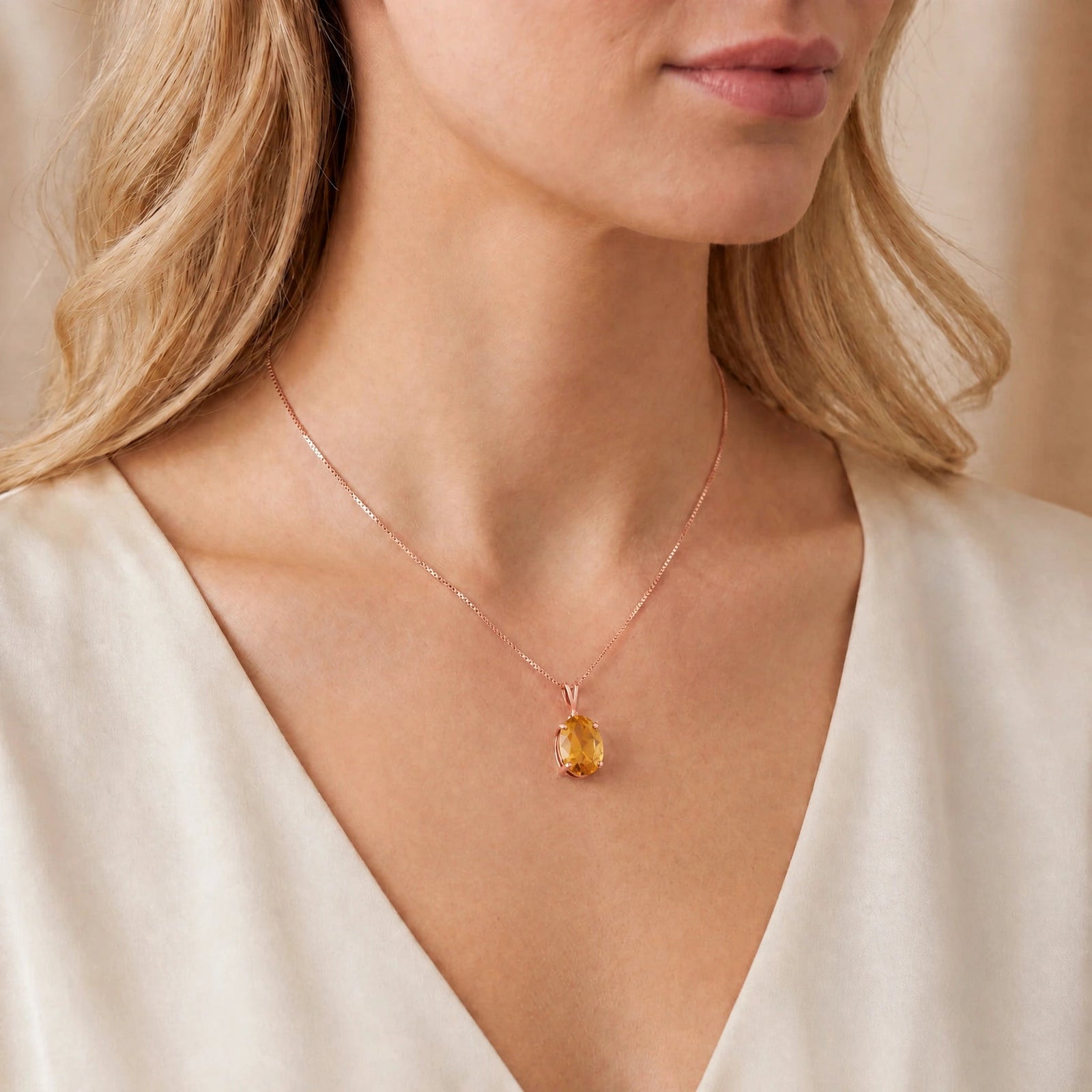Rose Gold Atelier Necklace Citrine 10K — Gemma
