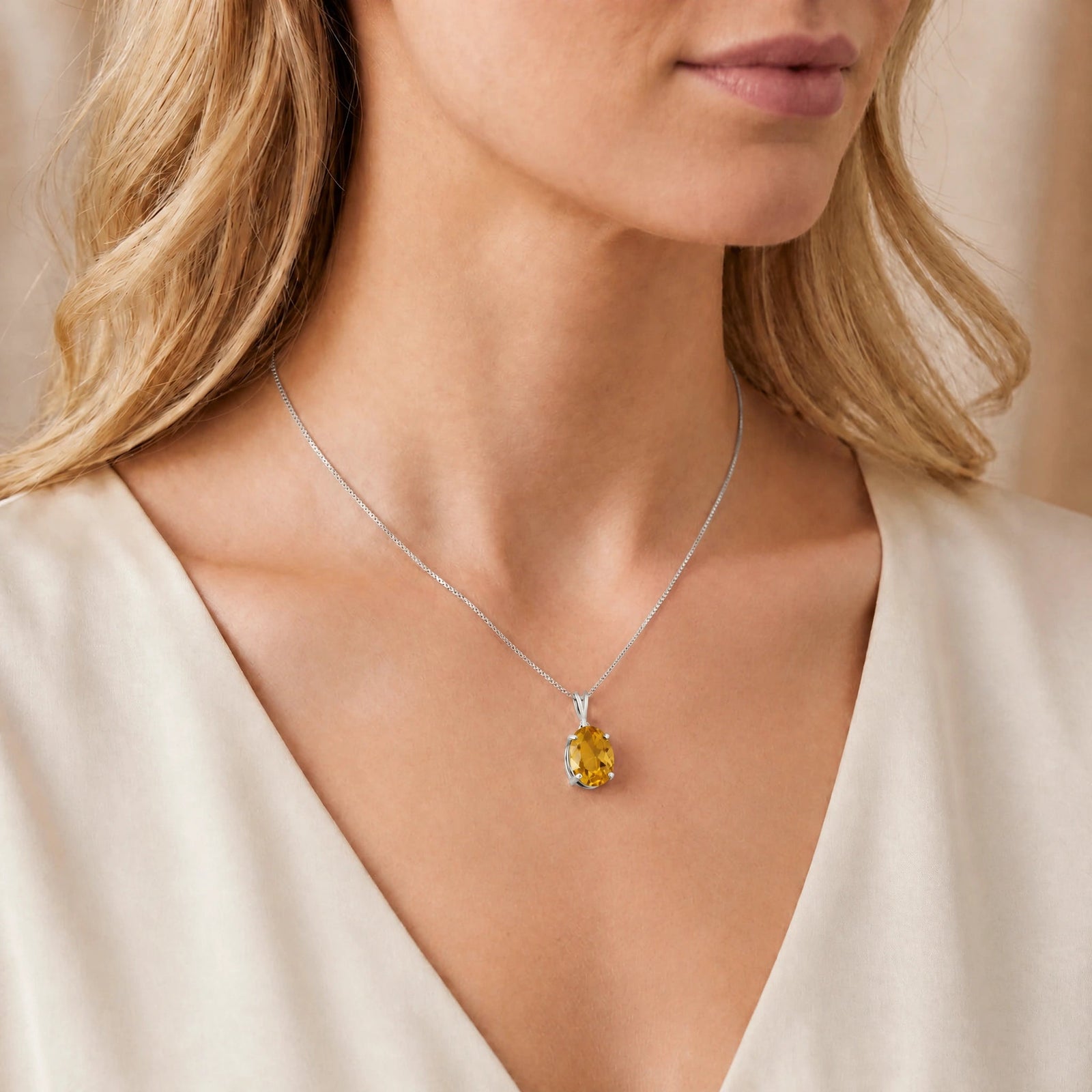 White Gold Atelier Necklace Citrine 10K — Gemma