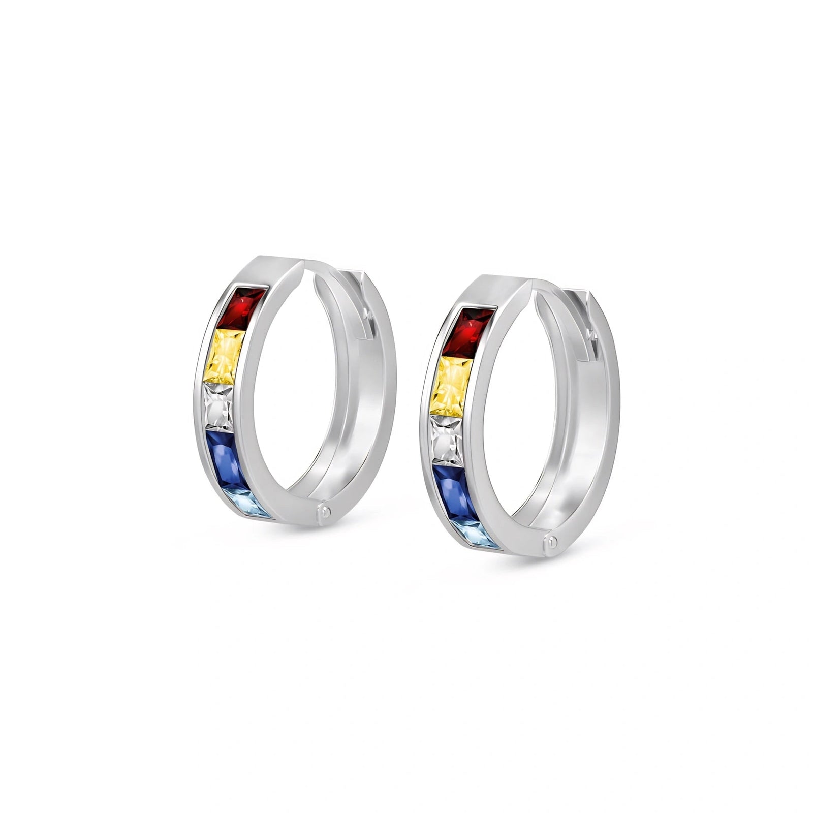 White Gold Huggie Earrings Sapphire 10K — Drusilla