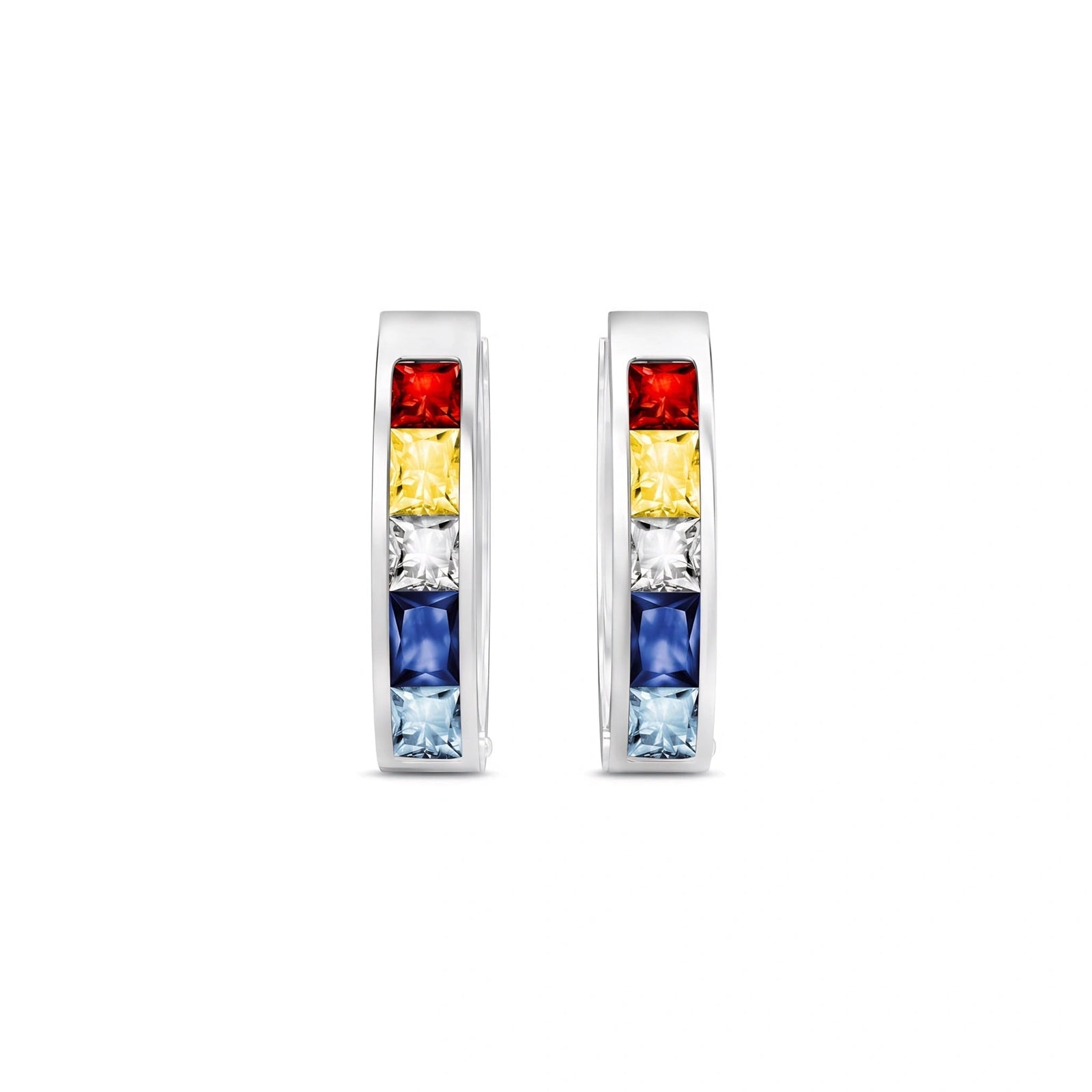 White Gold Huggie Earrings Sapphire 10K — Drusilla