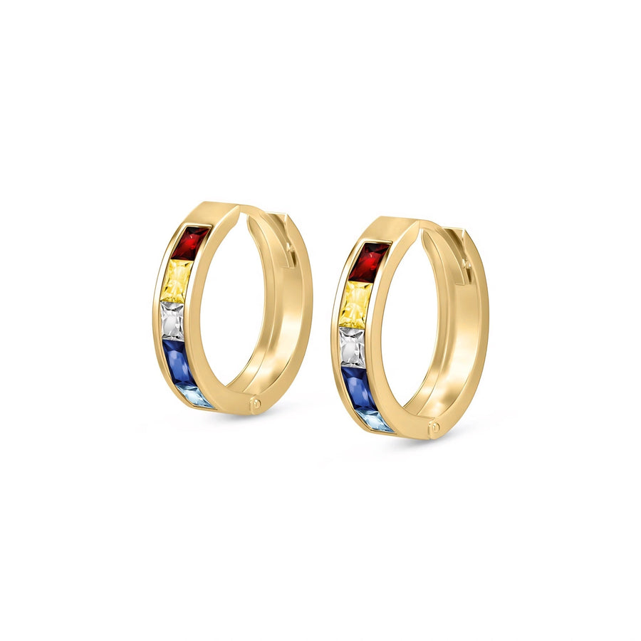 Yellow Gold Huggie Earrings Sapphire 10K — Drusilla
