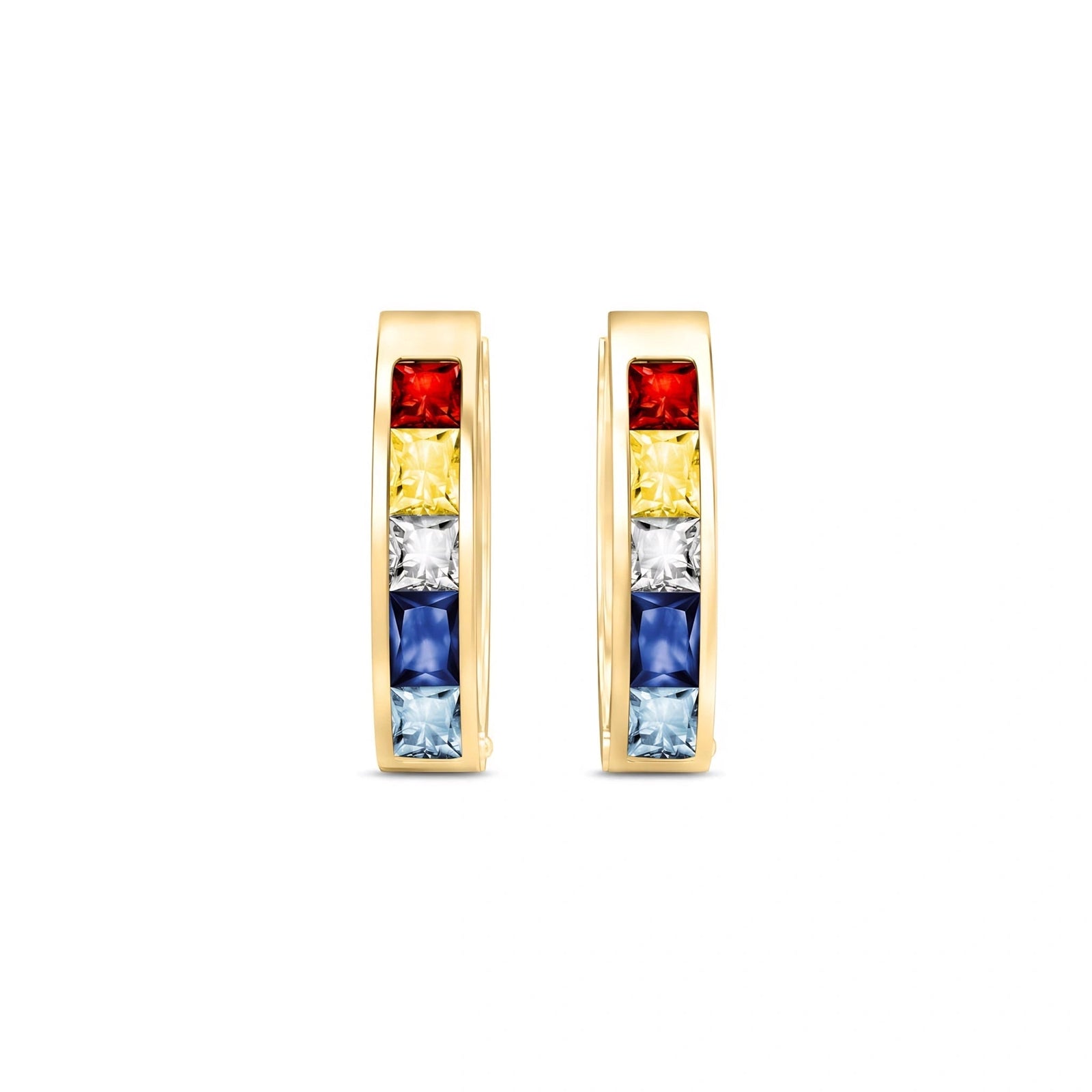 Yellow Gold Huggie Earrings Sapphire 10K — Drusilla