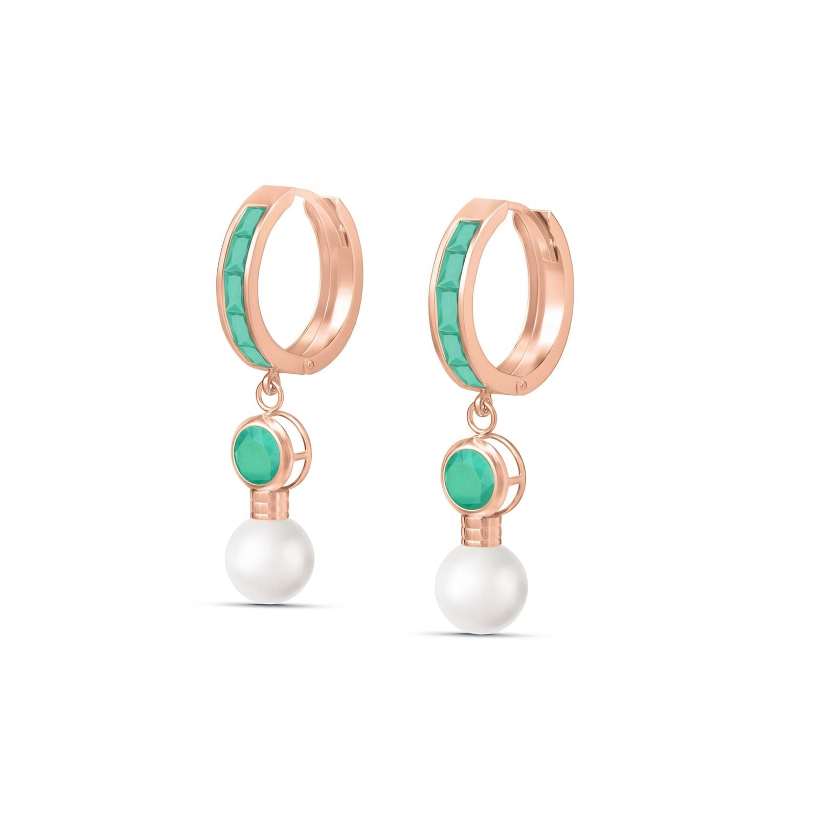 Rose Gold Classic Earrings Emerald 10K — Fabrizia