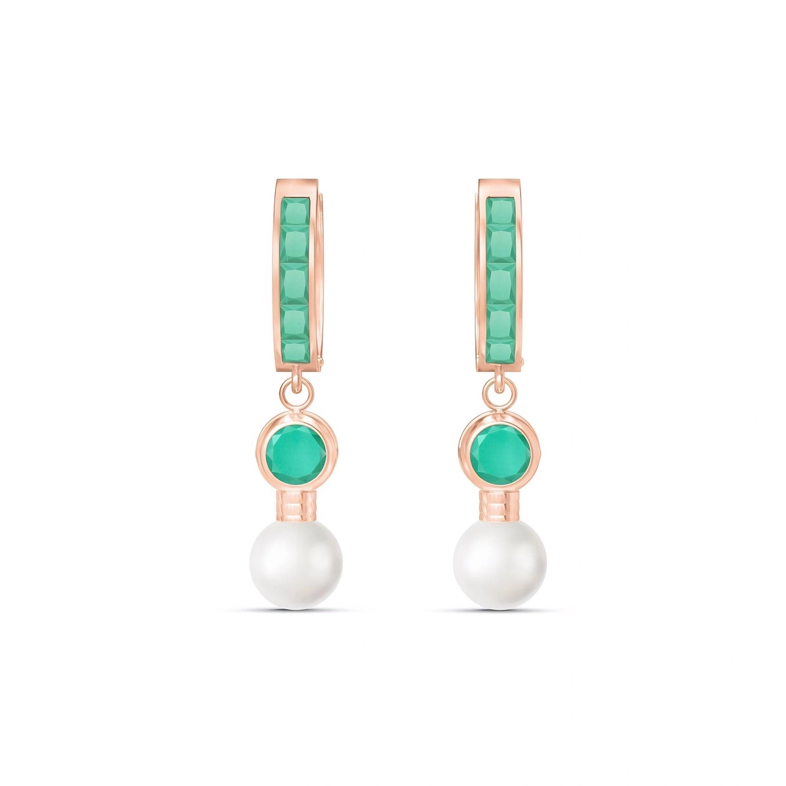 Rose Gold Classic Earrings Emerald 10K — Fabrizia
