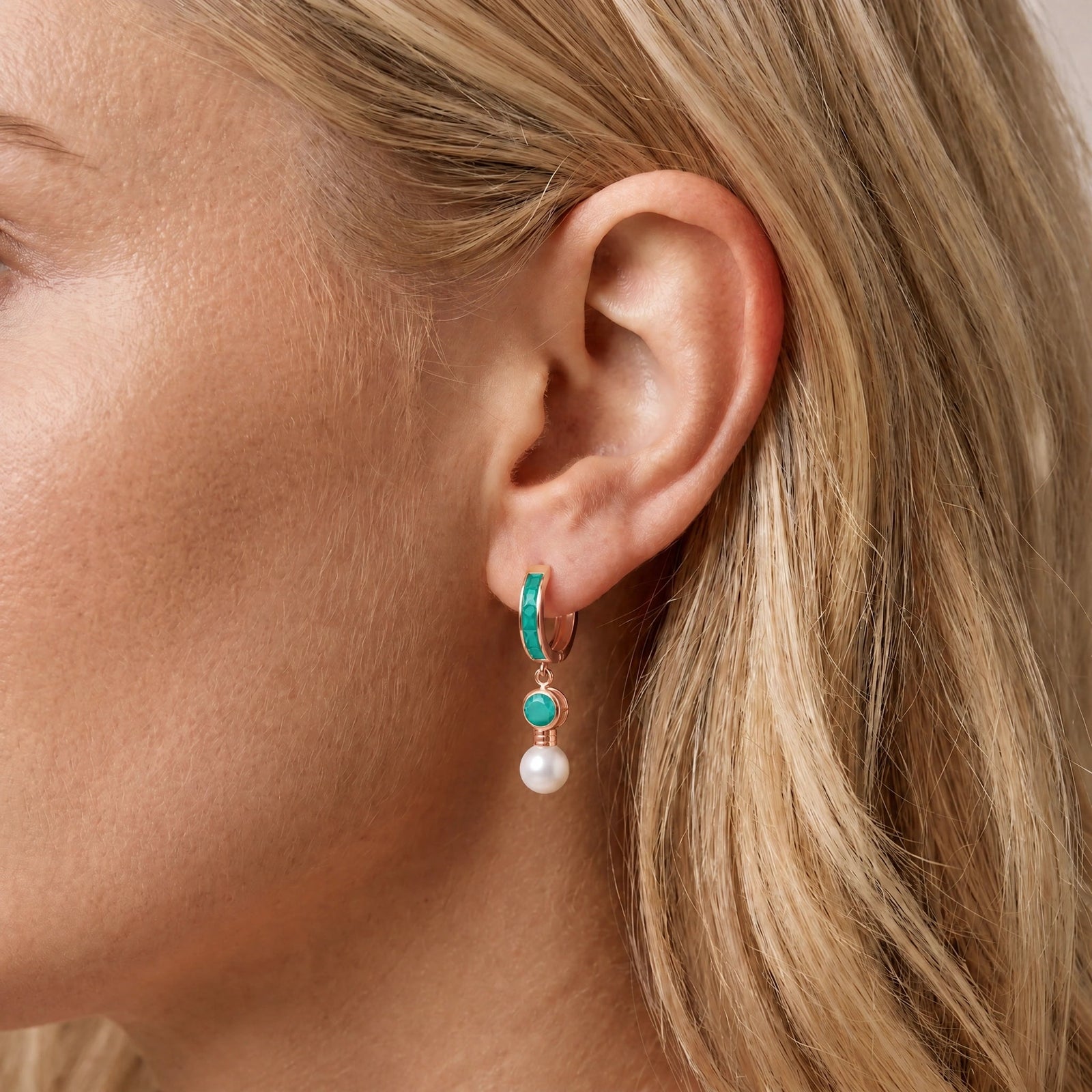 Rose Gold Classic Earrings Emerald 10K — Fabrizia