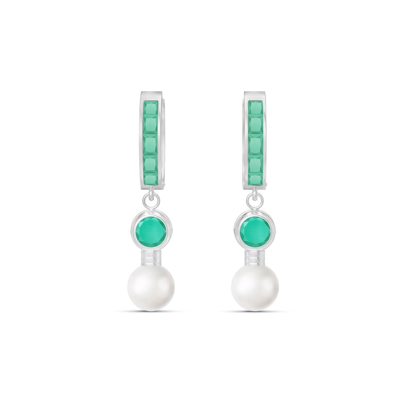 White Gold Classic Earrings Emerald 10K — Fabrizia