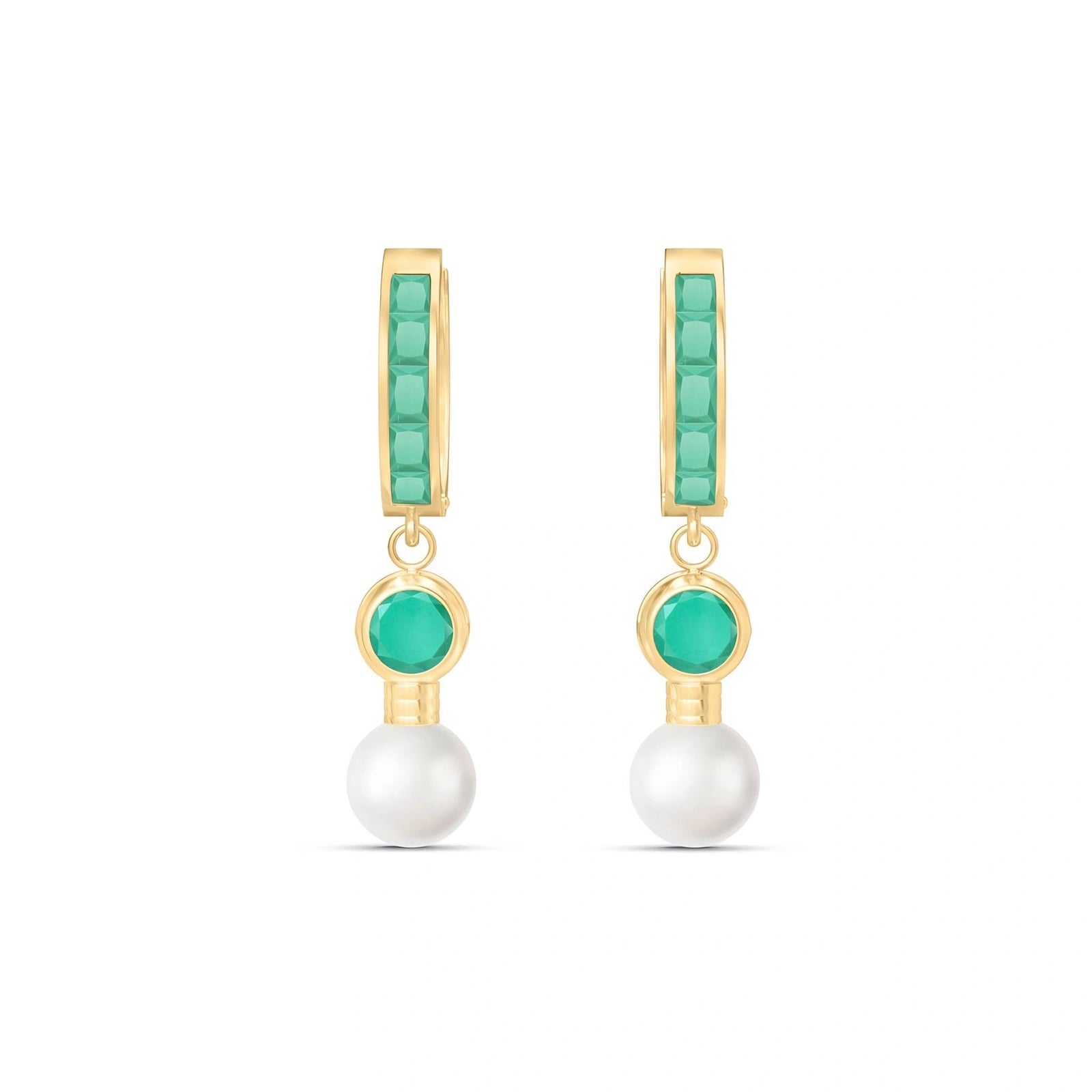 Yellow Gold Classic Earrings Emerald 10K — Fabrizia