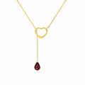Yellow Gold Heart Pendant Drop Necklace Garnet 10K — Lucia
