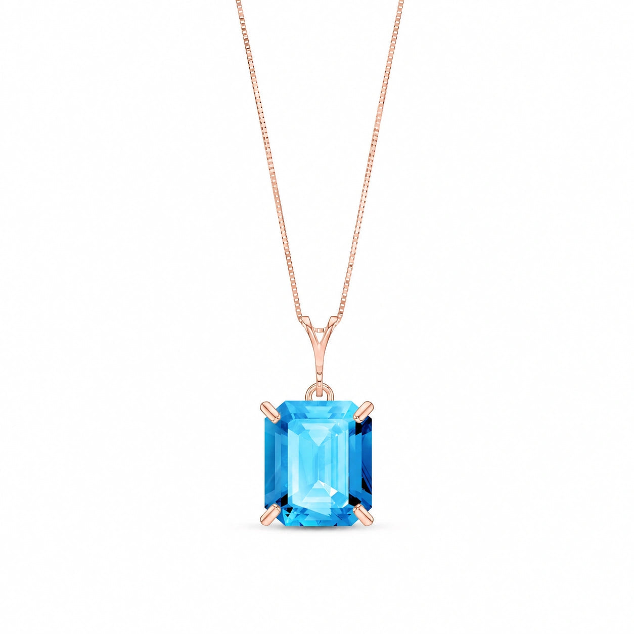 Rose Gold Belle Necklace Blue Topaz 10K — Nunzia