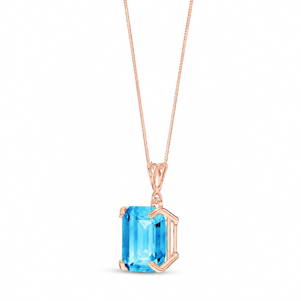 Rose Gold Belle Necklace Blue Topaz 10K — Nunzia