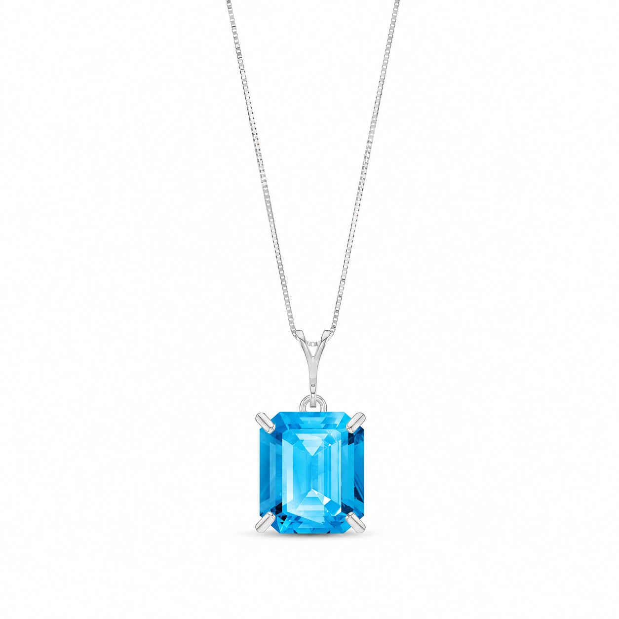 White Gold Belle Necklace Blue Topaz 10K — Nunzia