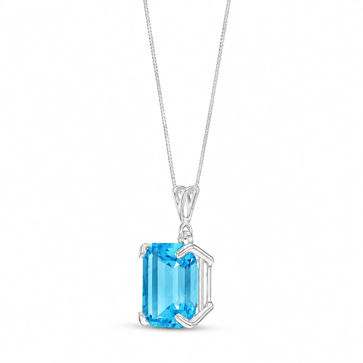 White Gold Belle Necklace Blue Topaz 10K — Nunzia