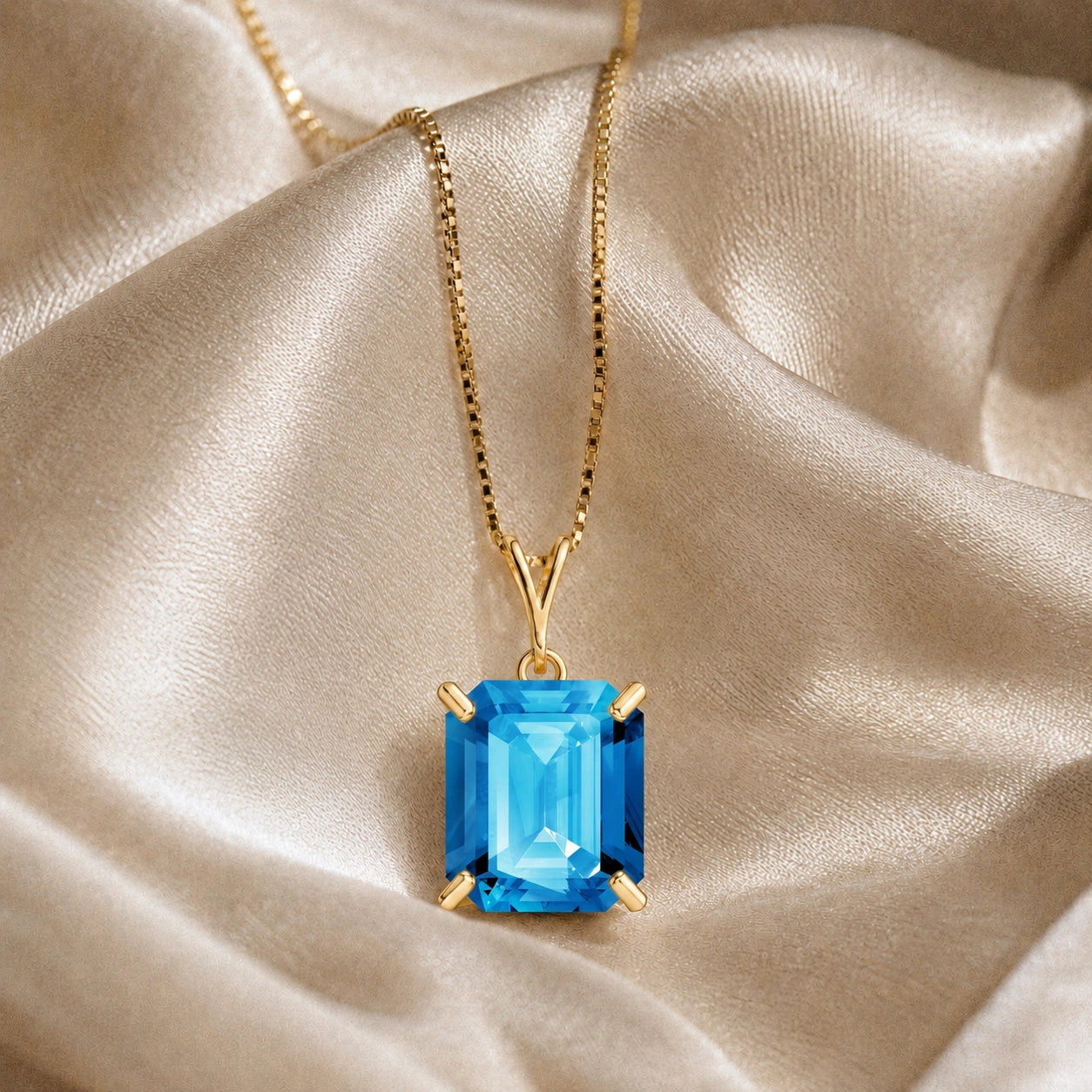 Yellow Gold Belle Necklace Blue Topaz 10K — Nunzia