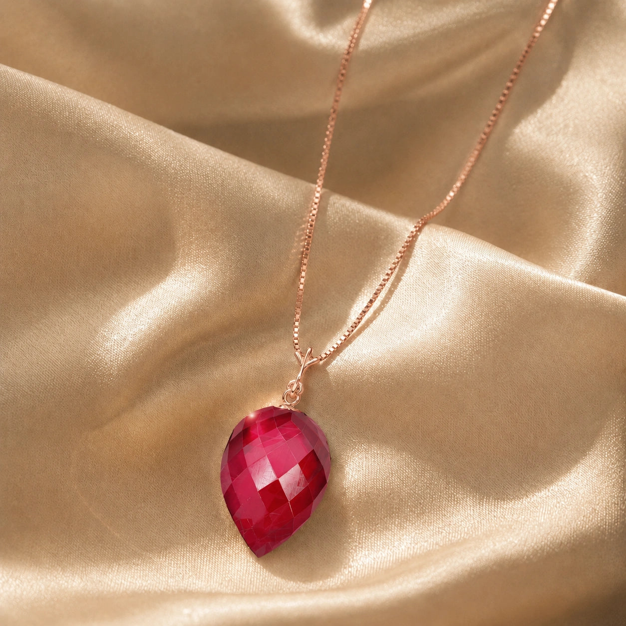 Rose Gold Pendant Necklace Ruby 10K — Irma