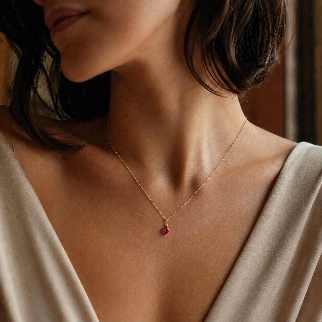 Rose Gold Pendant Necklace Ruby 10K — Irma