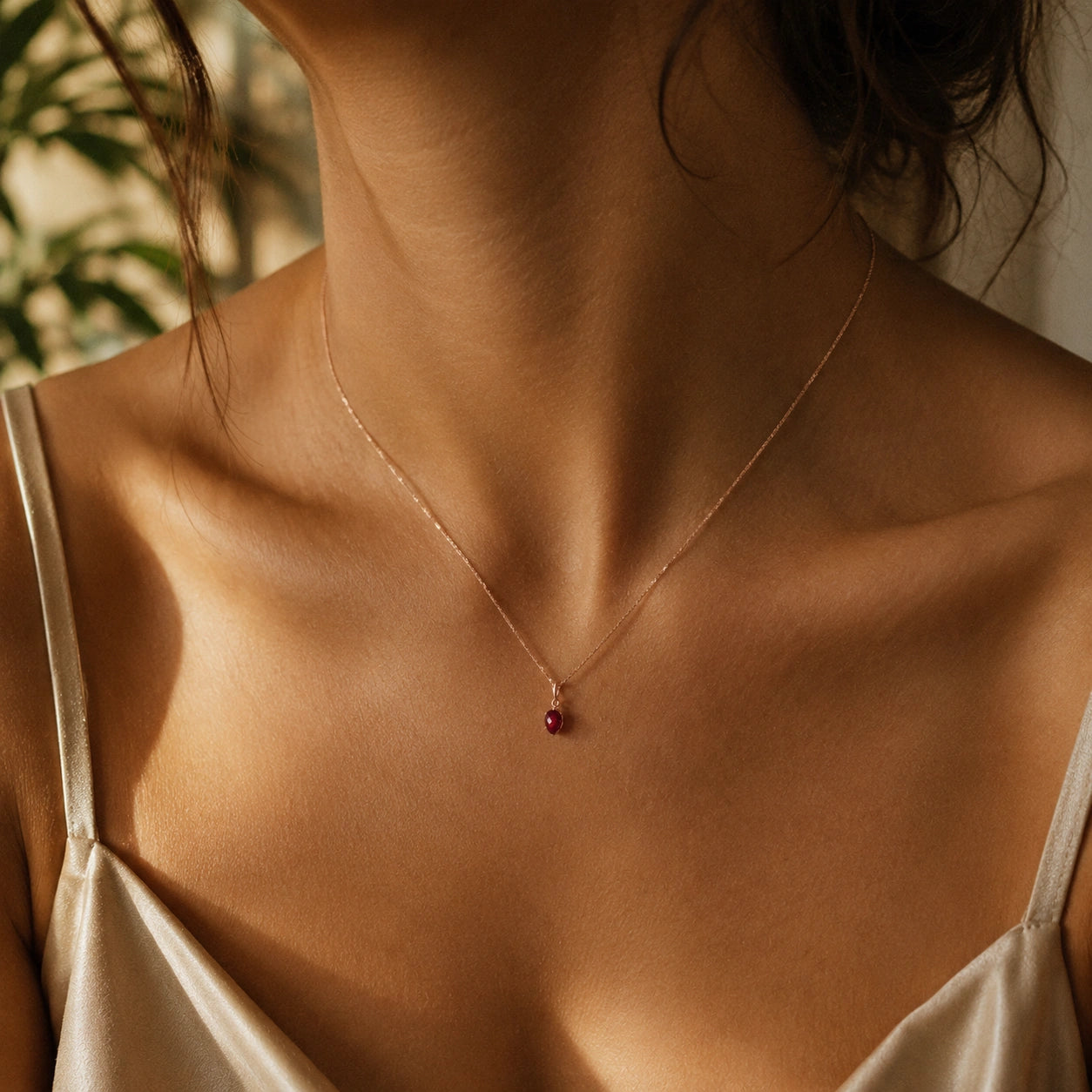 Rose Gold Pendant Necklace Ruby 10K — Irma